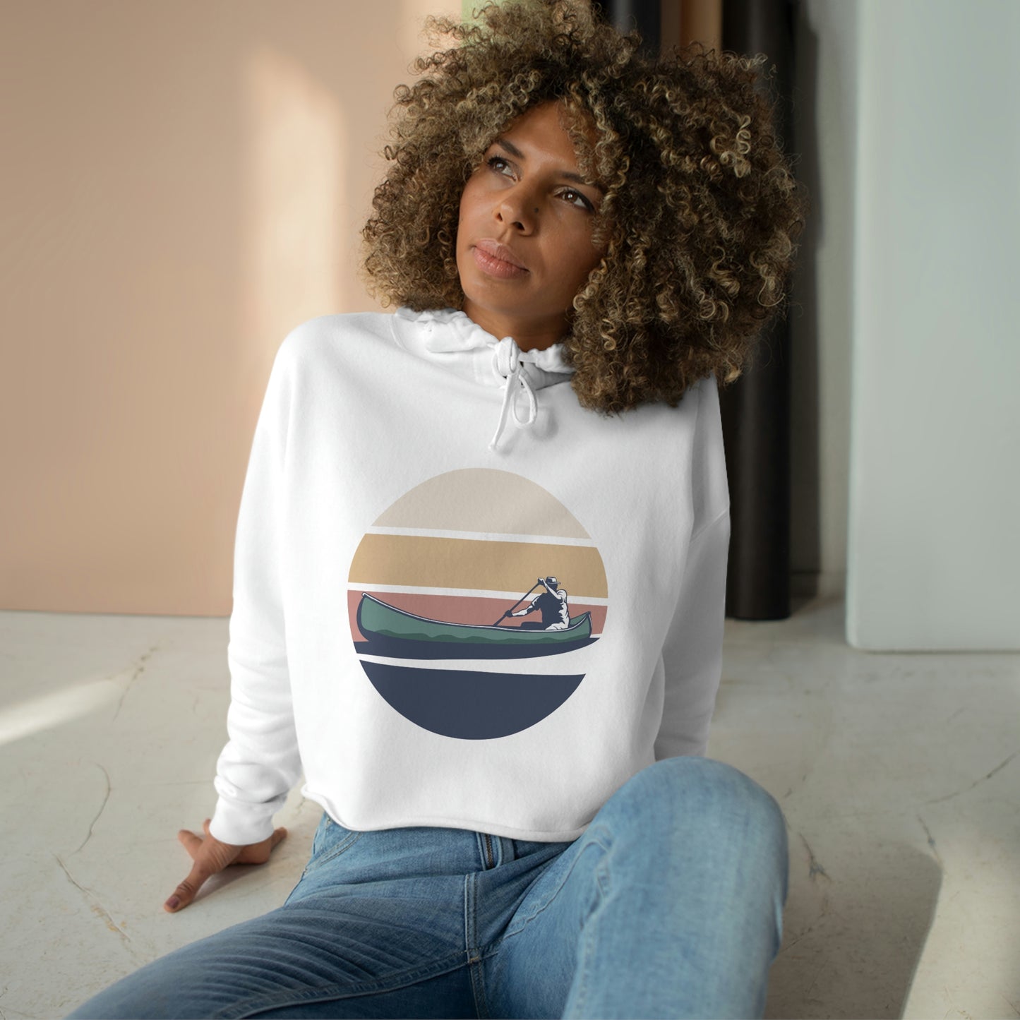 Canoe Paddling Womans Crop Hoodie