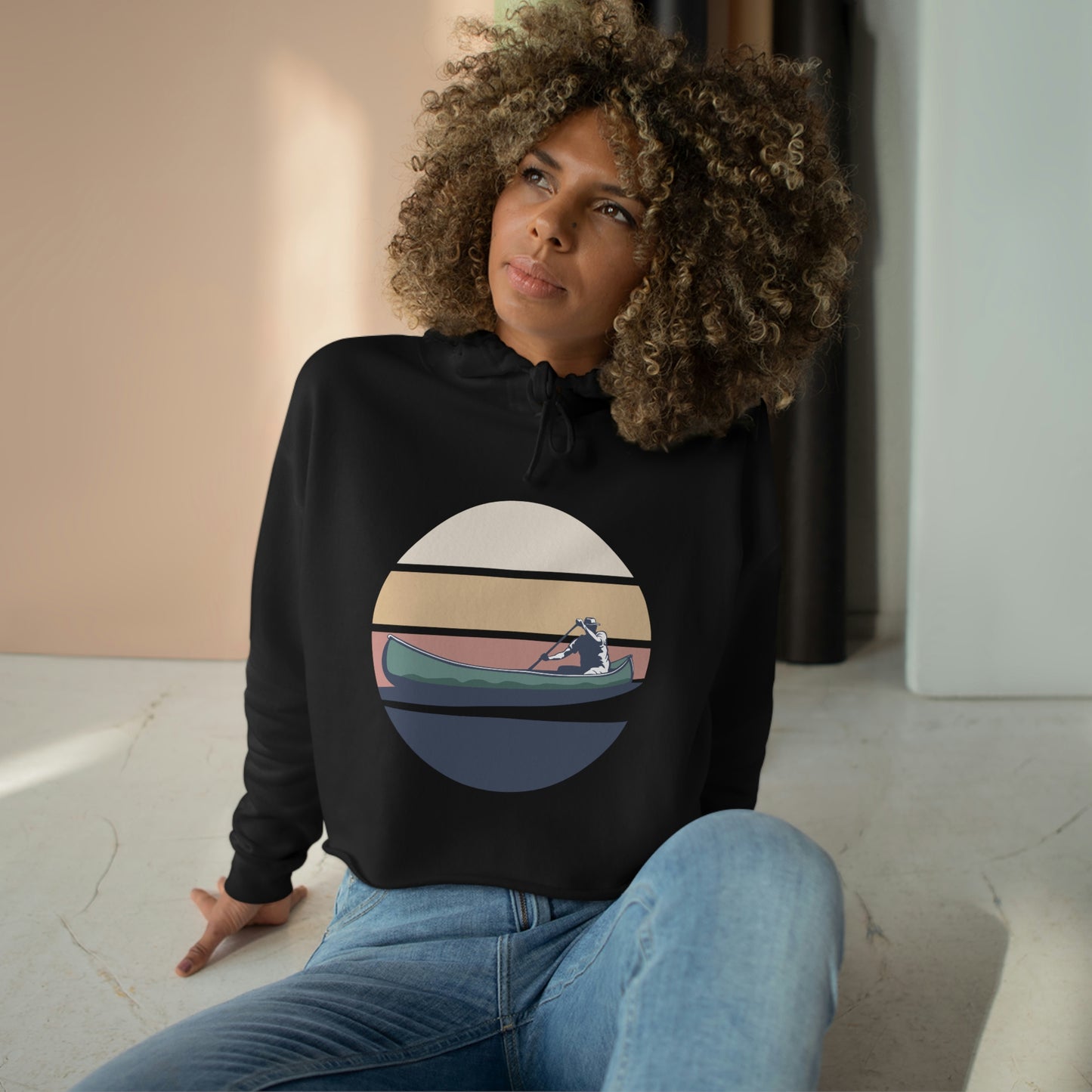 Canoe Paddling Womans Crop Hoodie